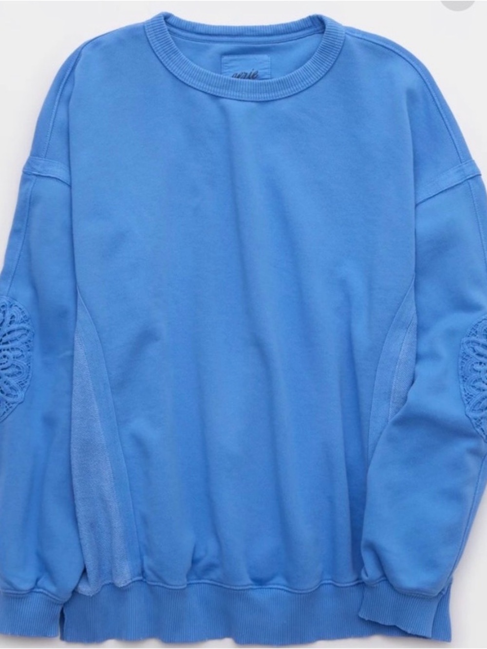 Aerie Keep It Light Crochet Crew Sweatshirt - Blue